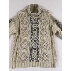 VTG Express Sweater Cable Knit Fisherman Grandpa Wool‎ Mohair Angora NEW Med